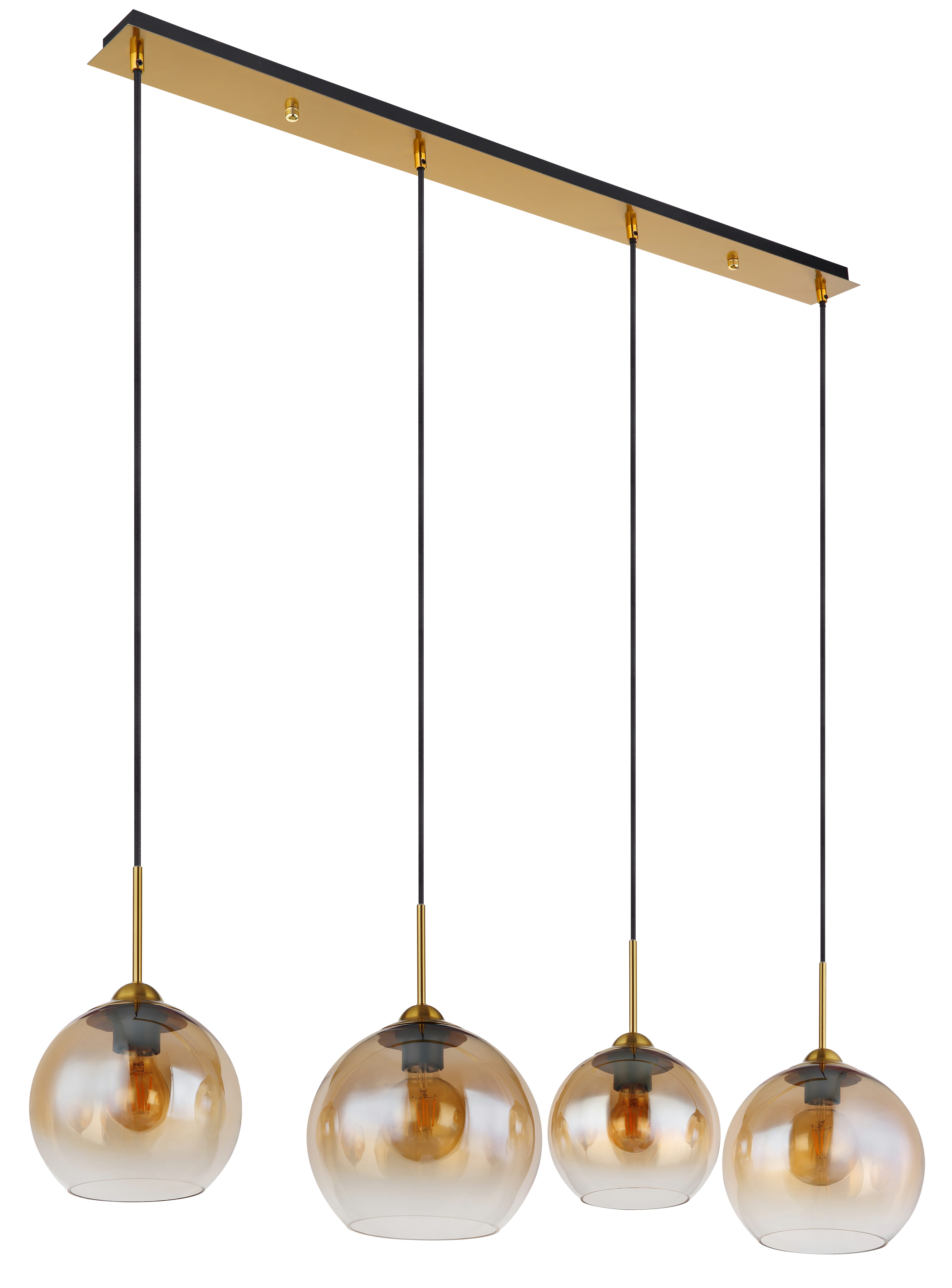 GLOBO LIGHTING Hängeleuchte JAMESSA, ohne Leuchtmittel, Wohnzimmerleuchte Messing matt, Amberglas, kürzbar