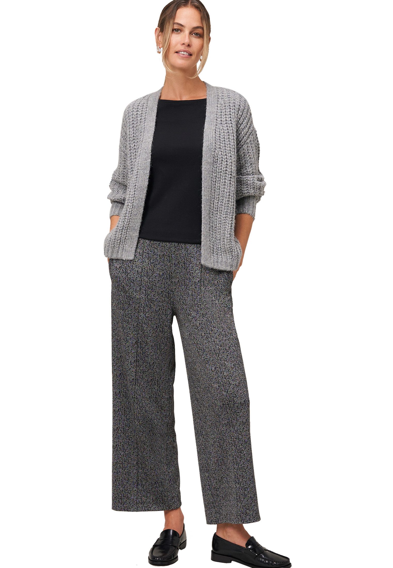 Zero Strickjacke Damen offener Style (1-tlg) Plain/ohne Details