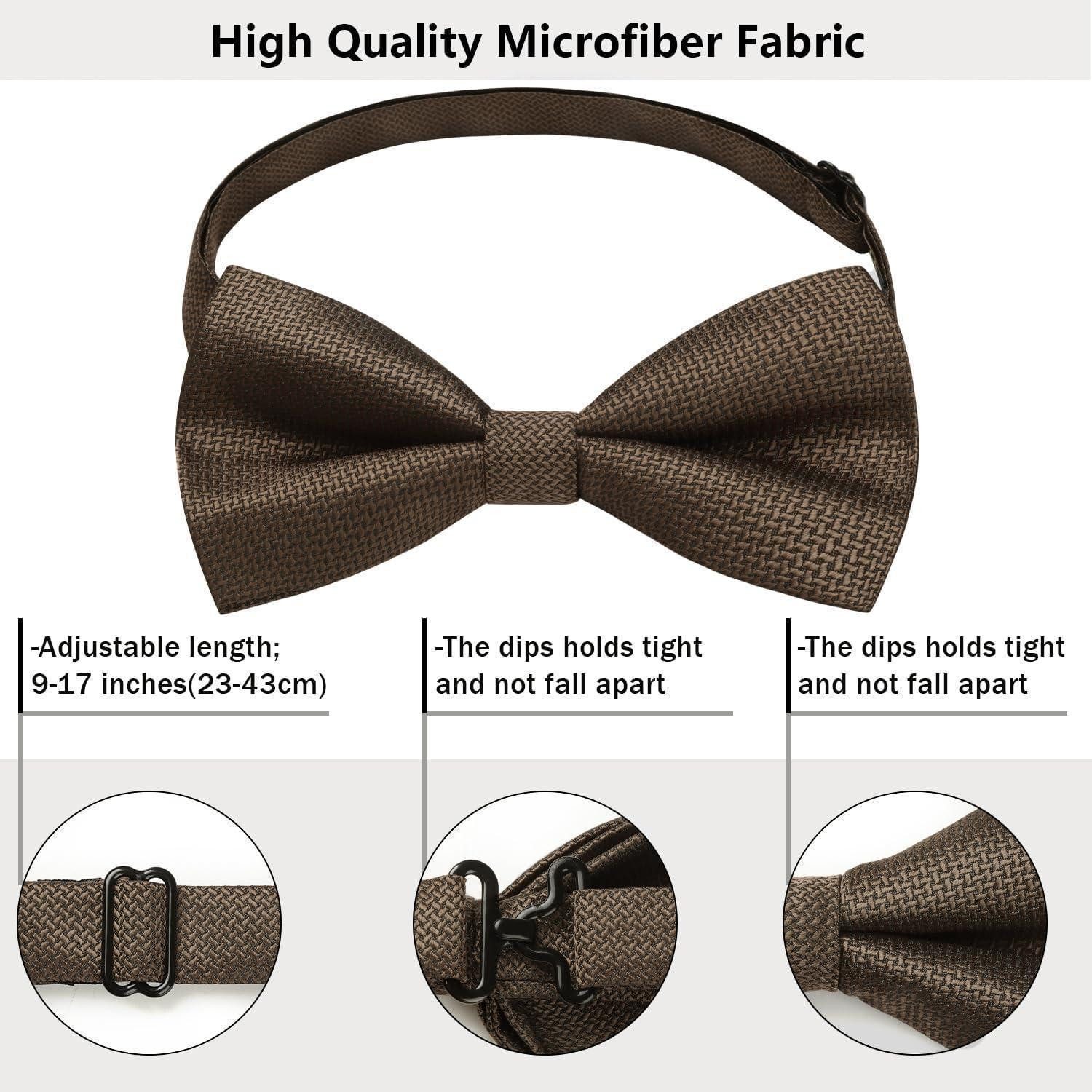 LuxusKollektion Fliege Fliege Herren Paisley Einstecktuch Manschettenknöpfe Set A2 Braun – Bild 4 von 5