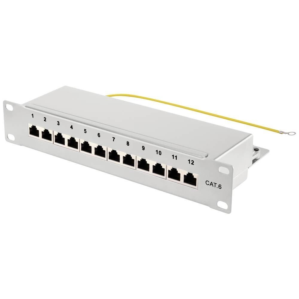 12-Port Patch Panel CAT. 6, 1 HE, 254 mm (10) Netzwerk-Patch-Panel
