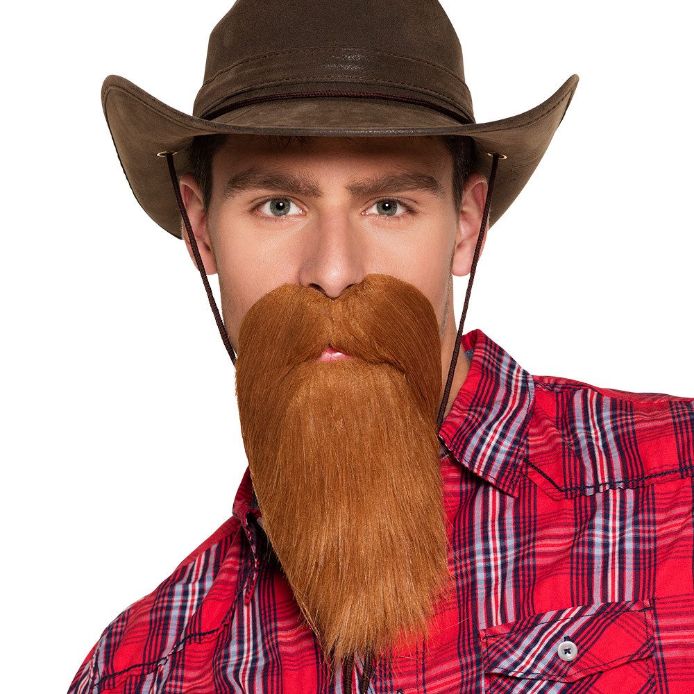 Boland Kostüm-Perücke Bart 'Cowboy' zum Kostüm, Braun