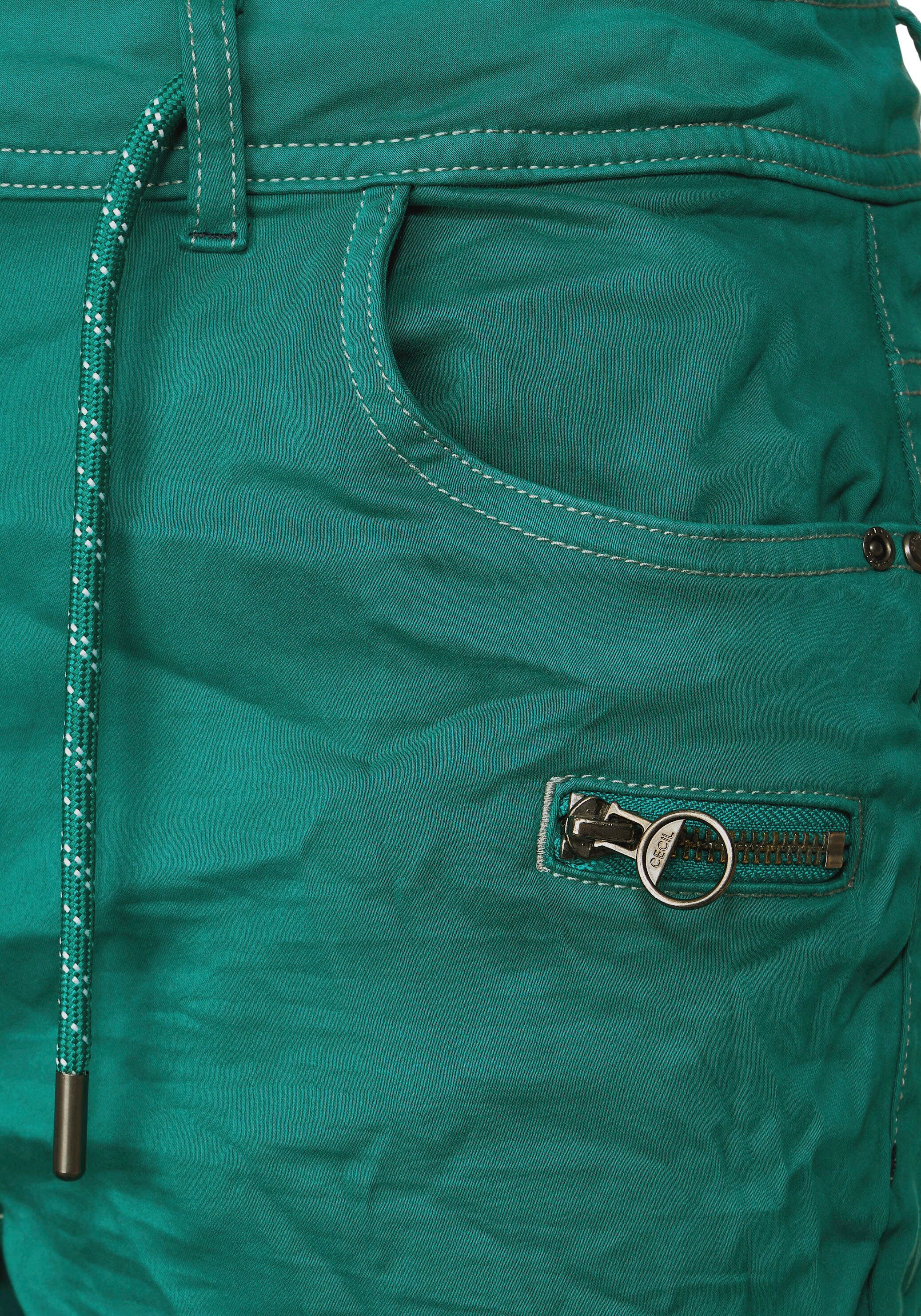 Cecil 5-Pocket-Hose Style mit Toronto deep green smaragd hübschem Tunnelzugband