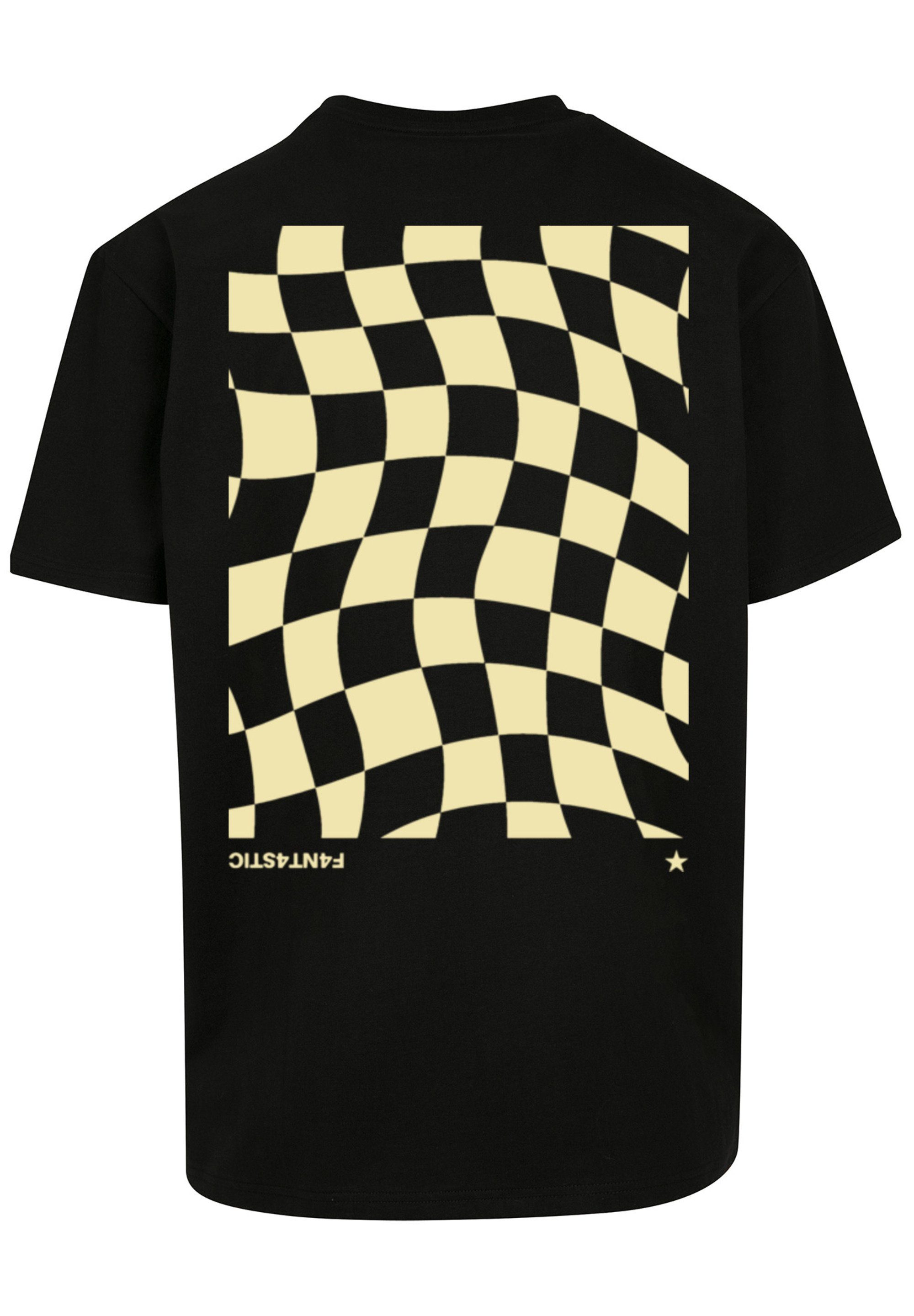 F4NT4STIC T-Shirt Wavy Print Schach Muster schwarz