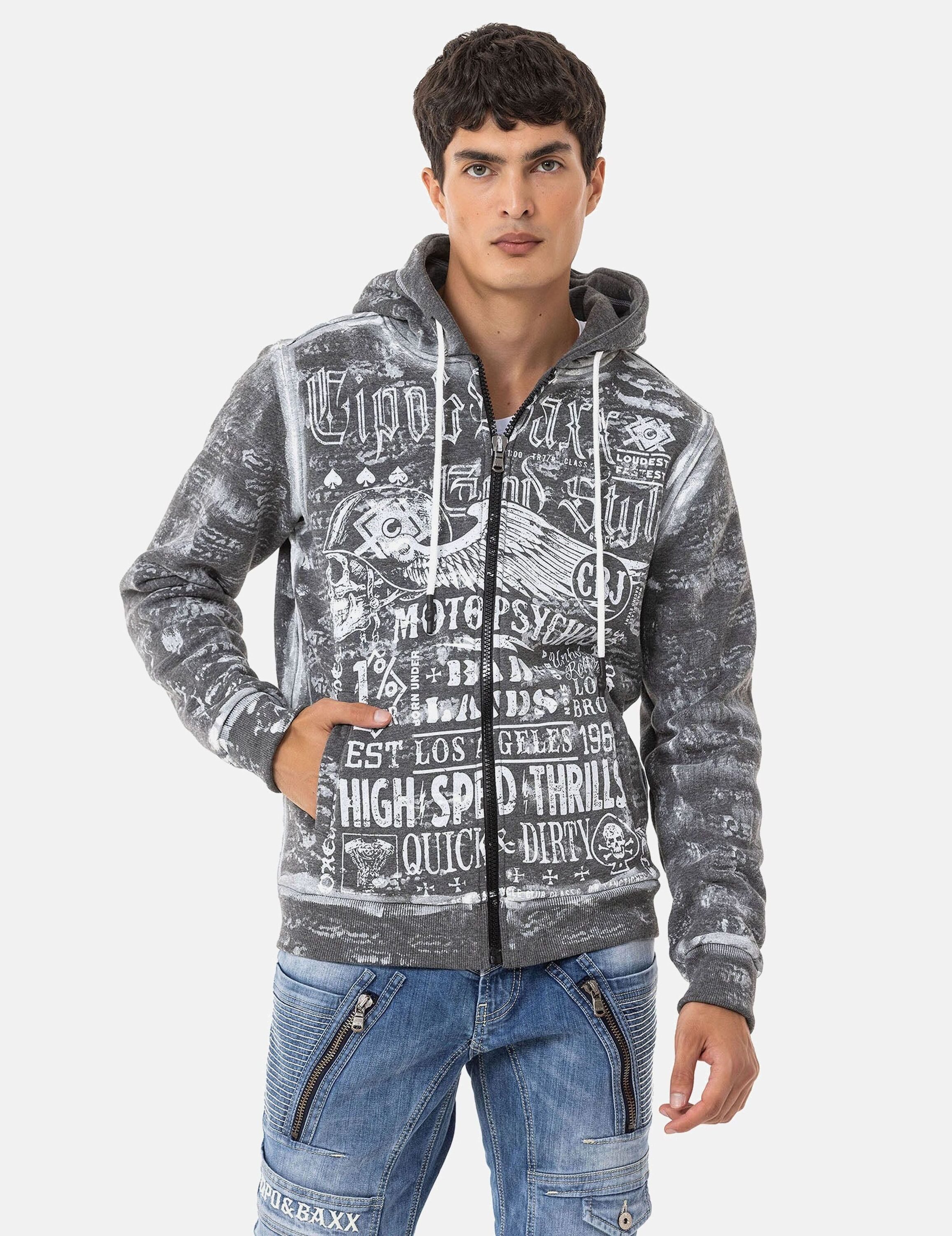 Cipo & Baxx Sweatjacke Jacken mit auffälligem Print, CL544
