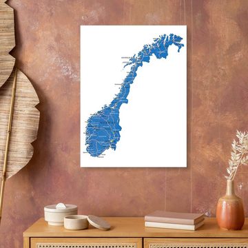 Posterlounge Acrylglasbild Editors Choice, Karte Norwegen, Wohnzimmer Illustration