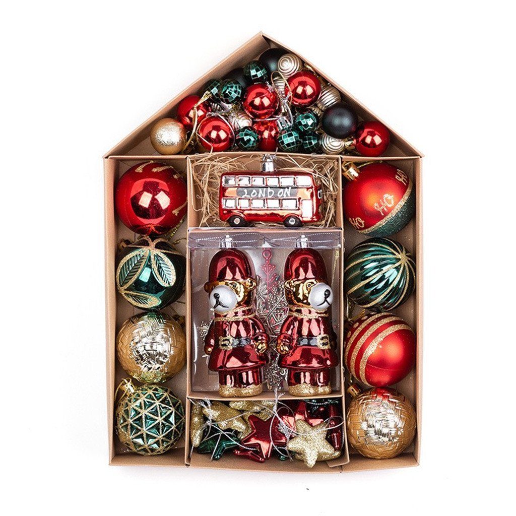 Weihnachtsbaumkugel Weihnachtsdeko Set,70 Stk Dekroset,Kunststoff Christbaumkugeln