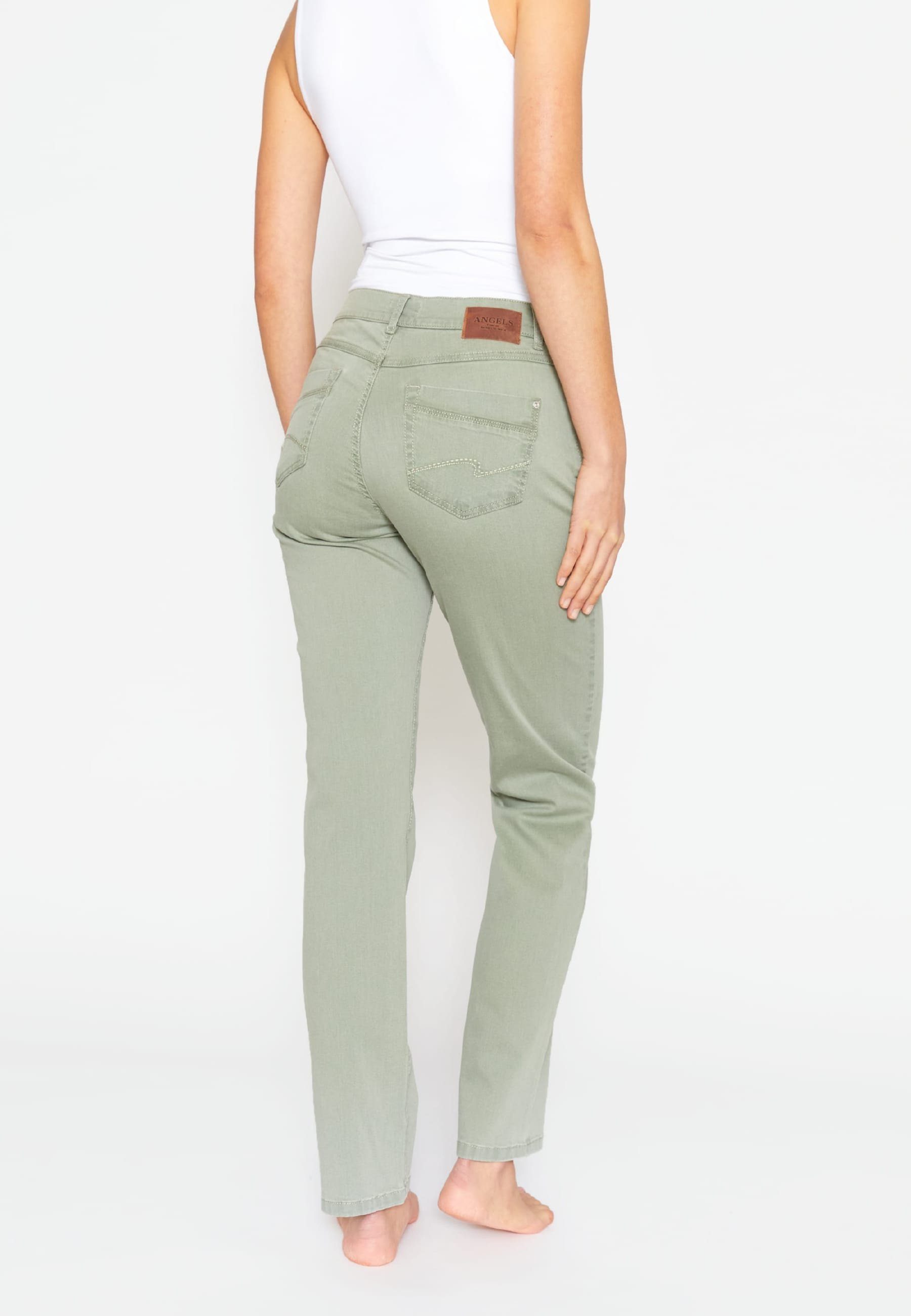grün geradem Dolly Label-Applikationen mit Straight-Jeans ANGELS Bein Jeans mit