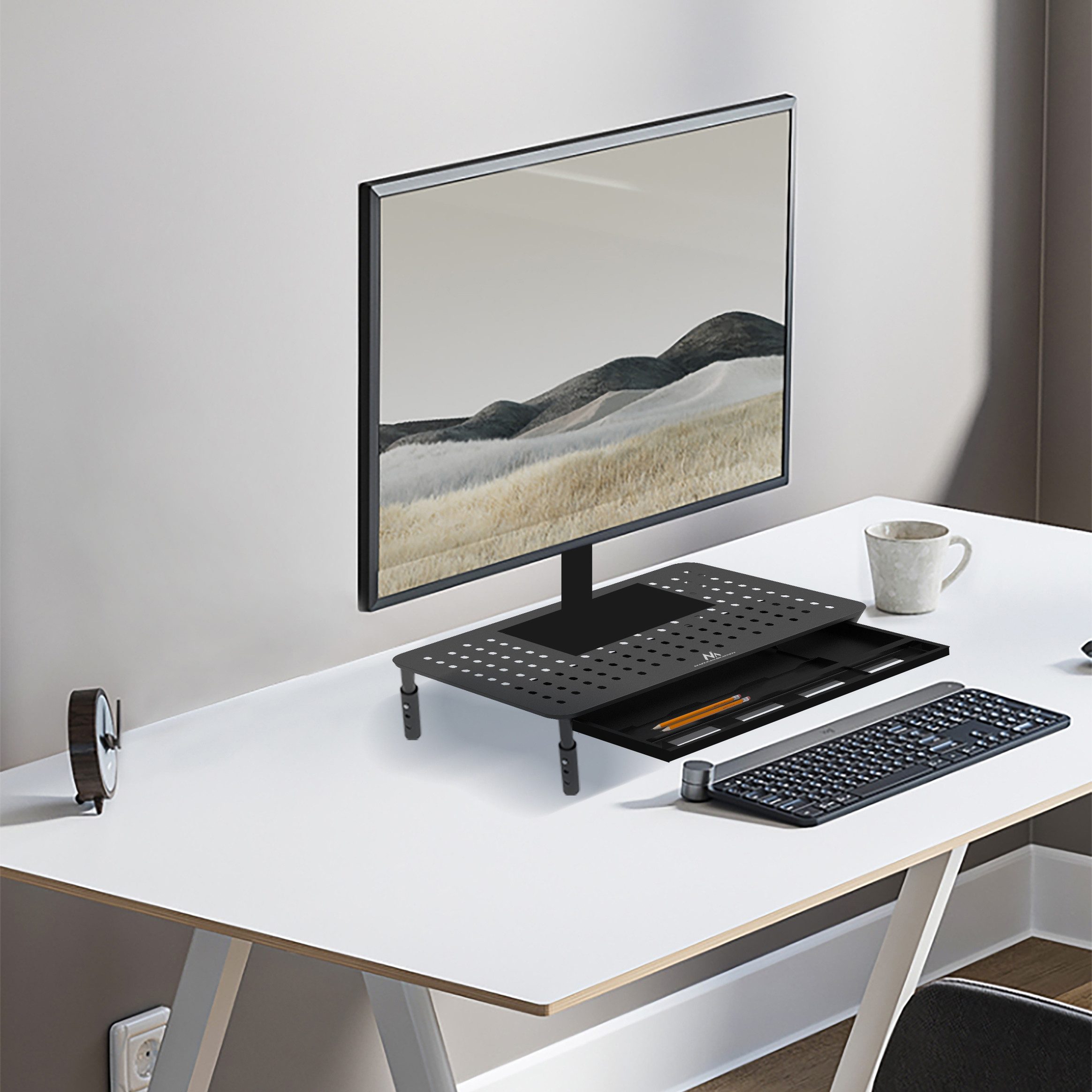 Maclean Laptop-Ständer MC-946 13-32 Zoll höhenverstellbar mit Schublade bis 20 kg, (bis 32,00 Zoll, 1-tlg., Ideal für Homeoffice, Büro und Gaming-Setup) – Bild 5 von 5