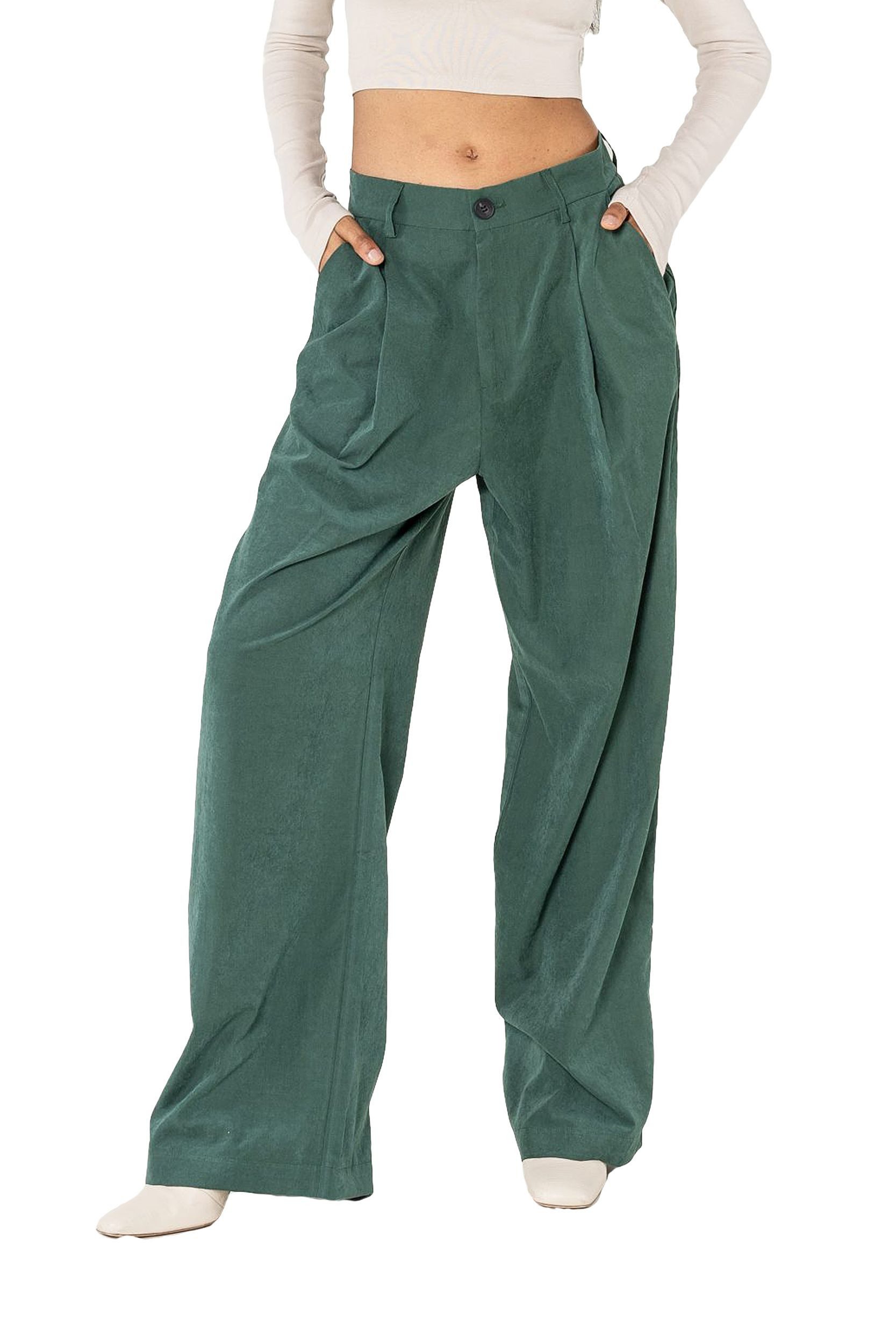 Nina Carter Stoffhose Weites Design Samt mit Elegant Lockerem Beinschnitt Pantalon large habillé