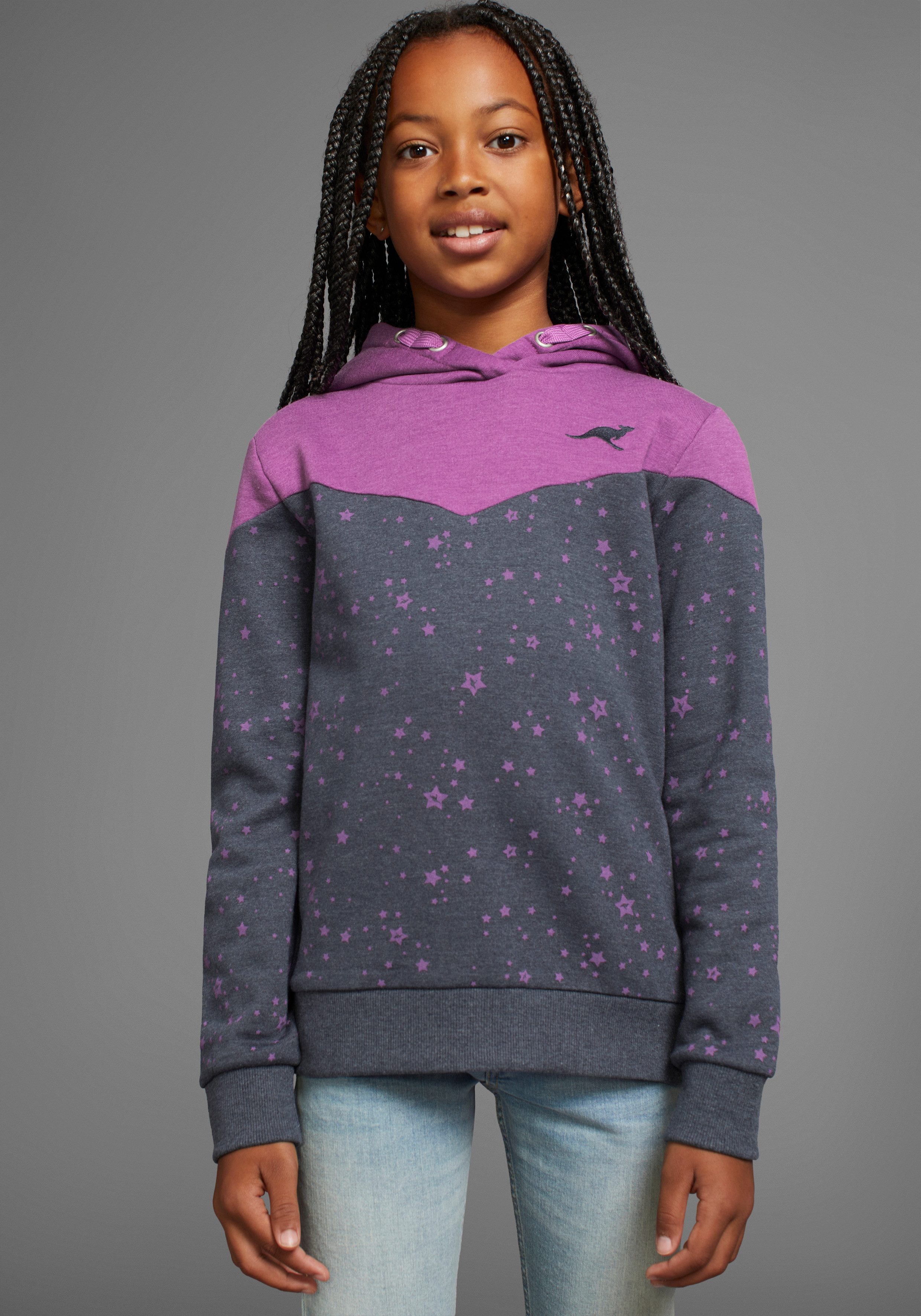 Kapuzensweatshirt mit süßem allover Druck