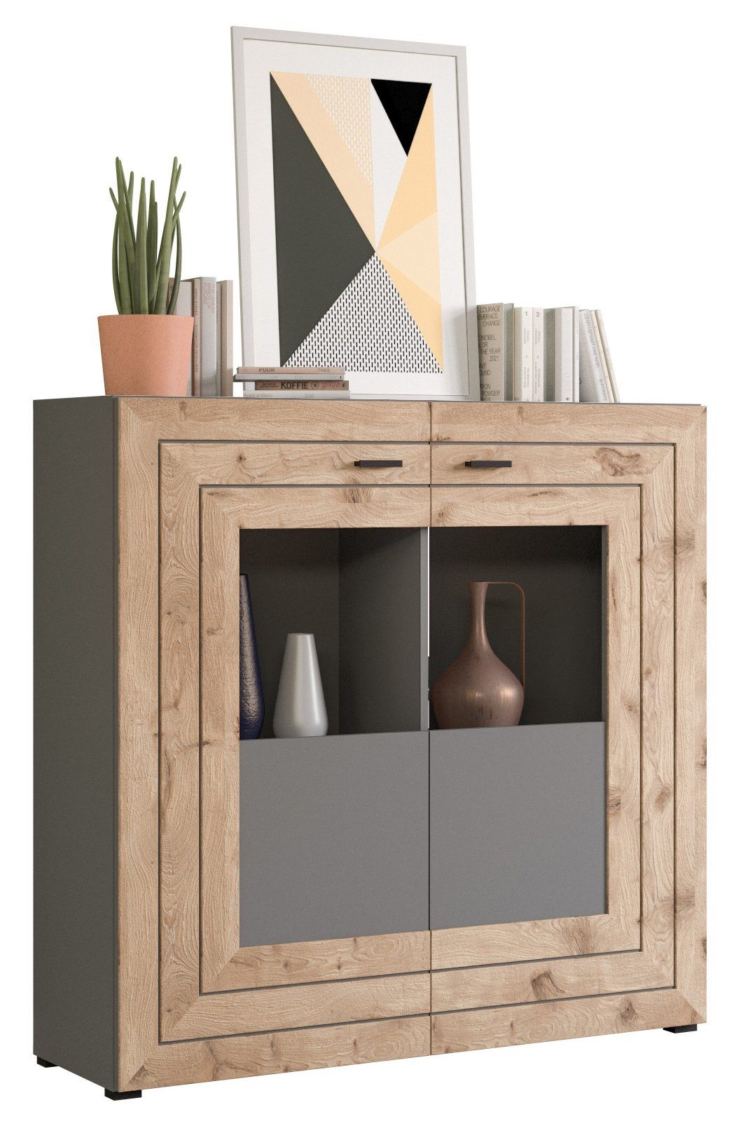 Newroom Highboard Octans, Highboard Grau Kommode Schrank Industrial Modern Wohnzimmer Schlafz...