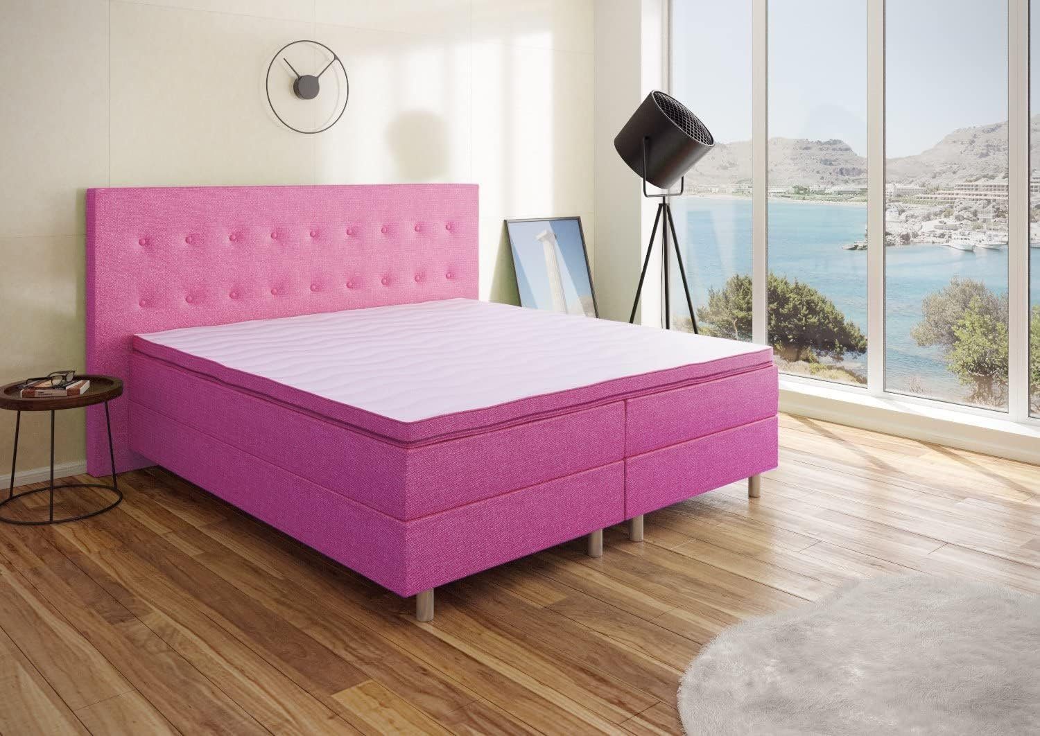 Best for Home Boxspringbett NEO Bonellfederkern inkl. 7 cm Topper (90X200 100X200 120X200 140x200 160x200 180x200 200x200 cm), inkl. Lieferung bis in die Wohnung, TOP- Preis-Leistungs-Verhältnis