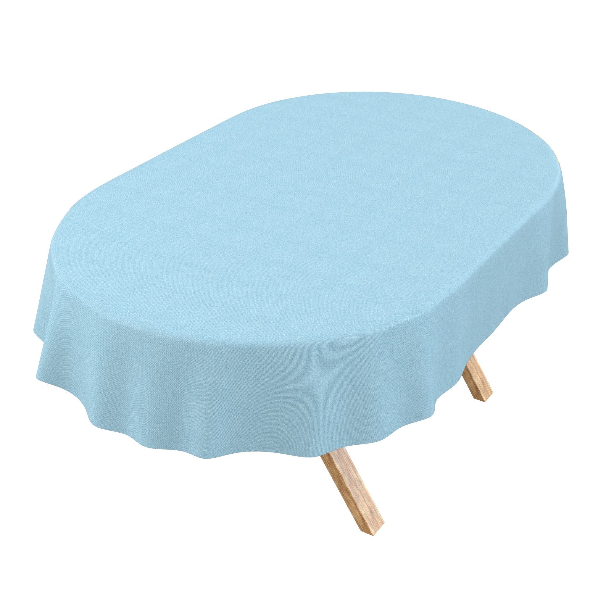 ANRO Tischdecke DanceDirty abwaschbar Leinenoptik wetterfest Falschuni Modern (Einzelstück 1-tlg, eine Tischdecke), Stofftischdecke schmutzabweisend 160x140cm Uni Hellblau