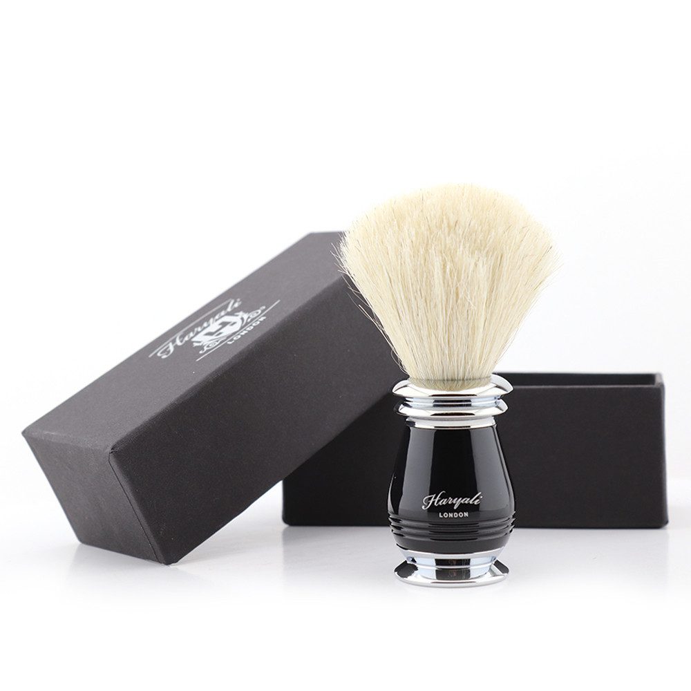 Haryali London Rasierpinsel Herrenbürste aus weißem Dachshaar in eleganter, stylischer Optik, 1 tlg.