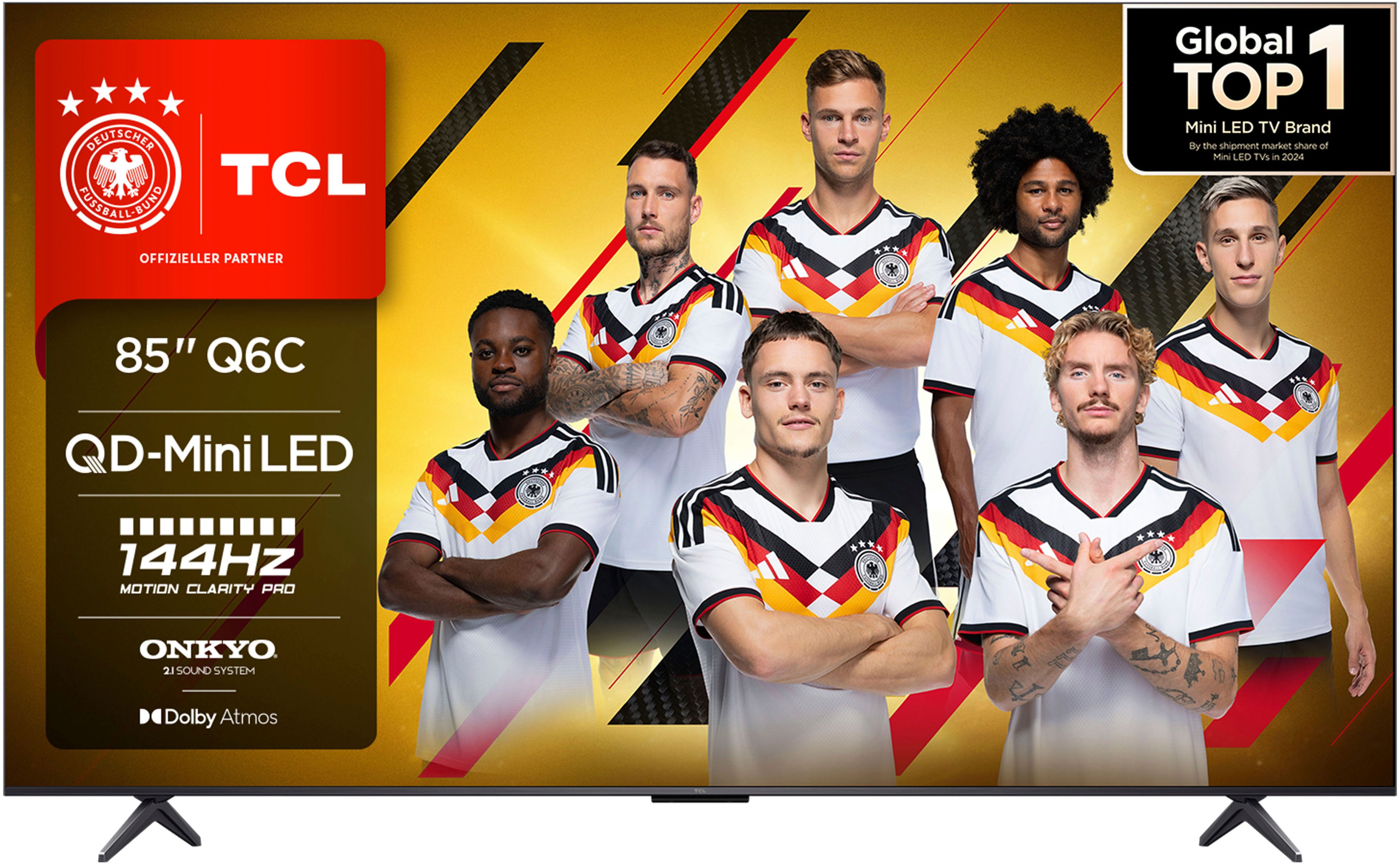 TCL 85Q6CX1 Mini-LED-Fernseher (215 cm/85 Zoll, 4K Ultra HD, Google TV, Smart-TV, 4K Multi-HDR Dolby Vision, 144Hz, ONKYO Dolby Atmos, Apple Airplay 2)