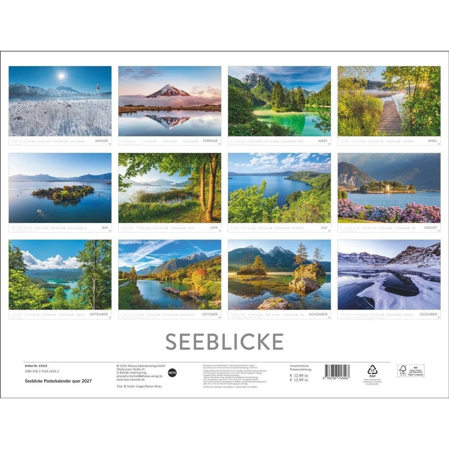 HEYE Wandkalender Seeblicke Posterkalender 2027 – Bild 2 von 5