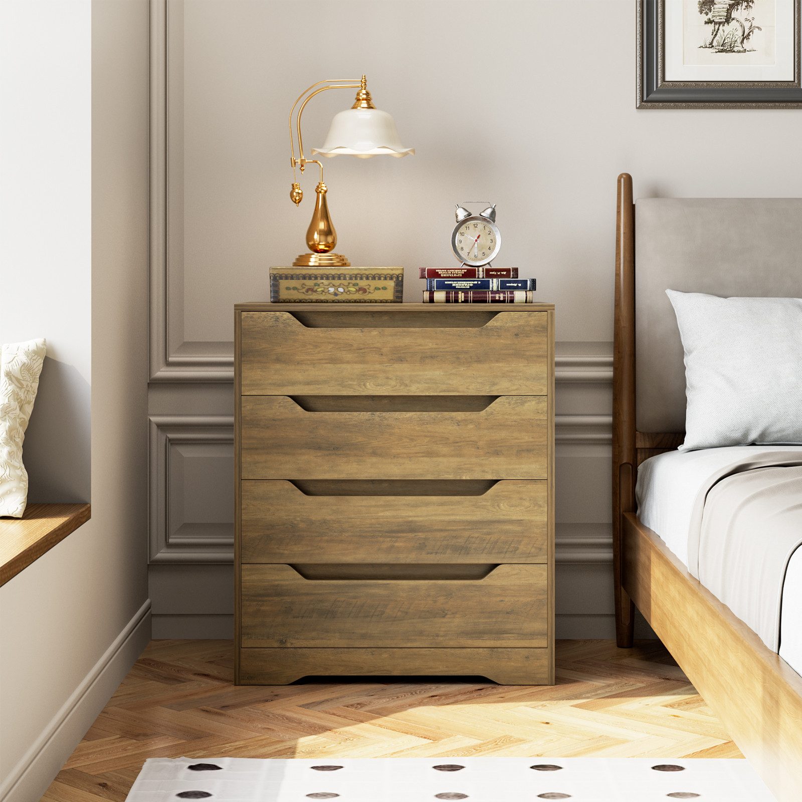 HOMECHO Kommode, Kommode mit 4 Schubladen aus Holz