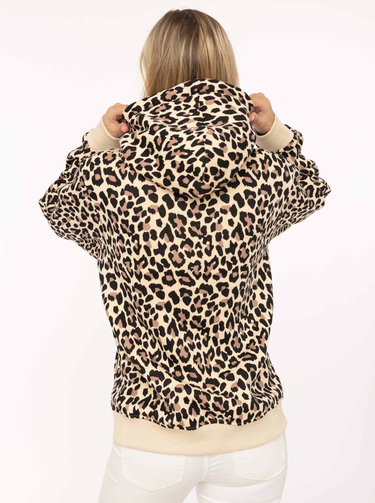 Zwillingsherz Hoodie "Born to roar" Leo Muster, pinker Schriftzug, Kordel, günstig online kaufen