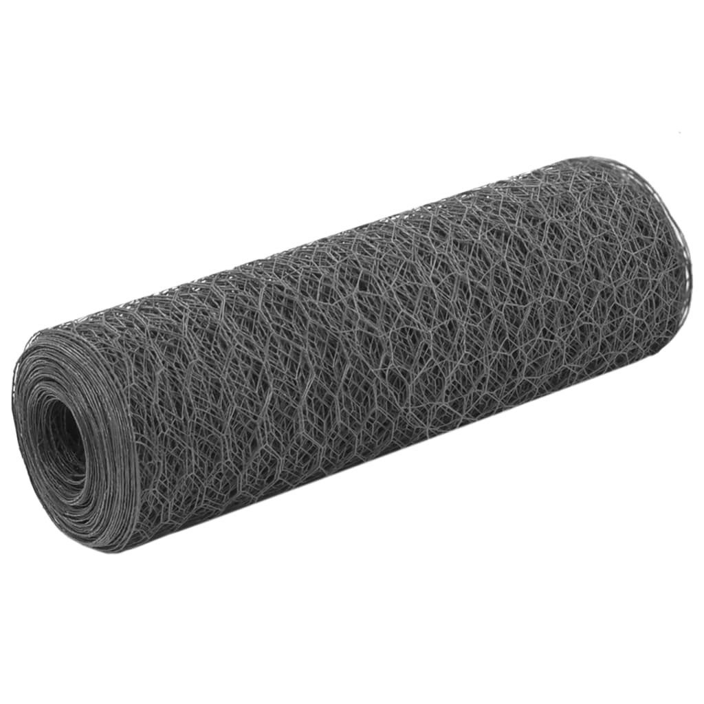 Gartenzaun Drahtzaun Stahl mit PVC-Beschichtung 25x0,5 m Grau