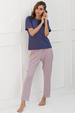 SNOOZE OFF Pyjama mit Schlafhose im Punktdesign (2 tlg., 1 Stück) und Rüschendetails