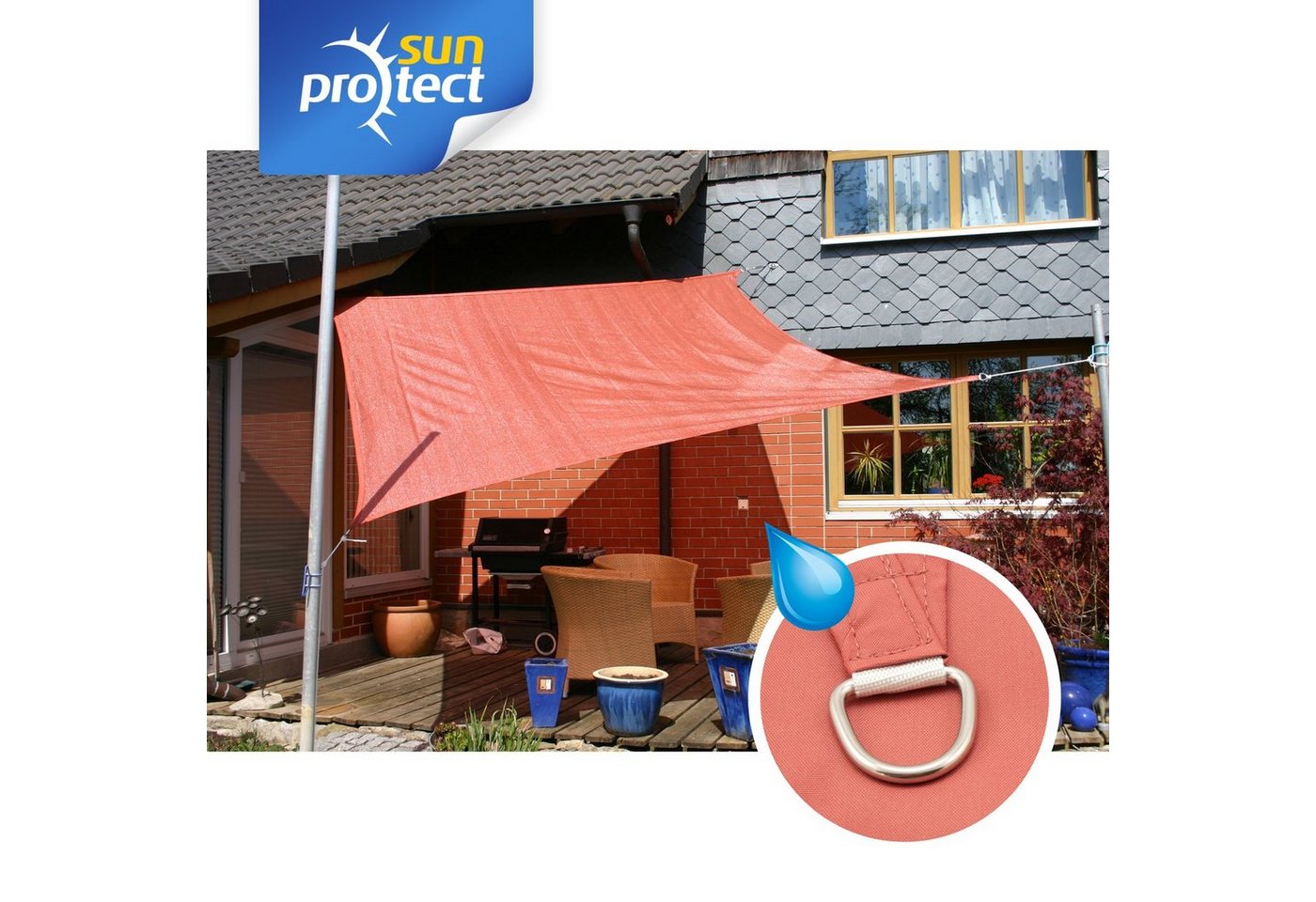 Thumbnail - sunprotect Sonnensegel 3 x 3 m Quadrat, ideal für Garten, Balkon & Terrasse
