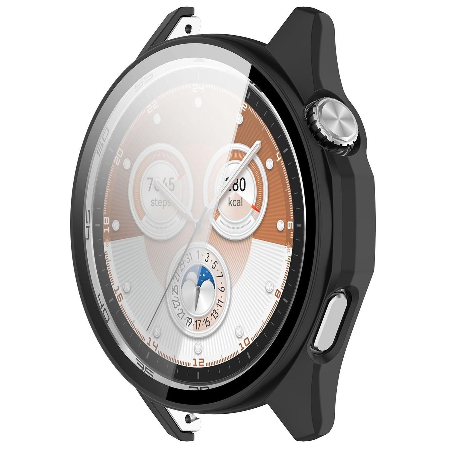 Wigento Smartwatch-Hülle Für Huawei Watch GT 6 46mm Kunststoff Hülle + Hart Glas Matt Schwarz, Schutzhülle aus PC + Hart Glas für Rundumschutz