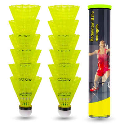 Sportyfits® Federball 12x Federbälle gelb Badmintonbälle für Training & Wettkampf Badminton