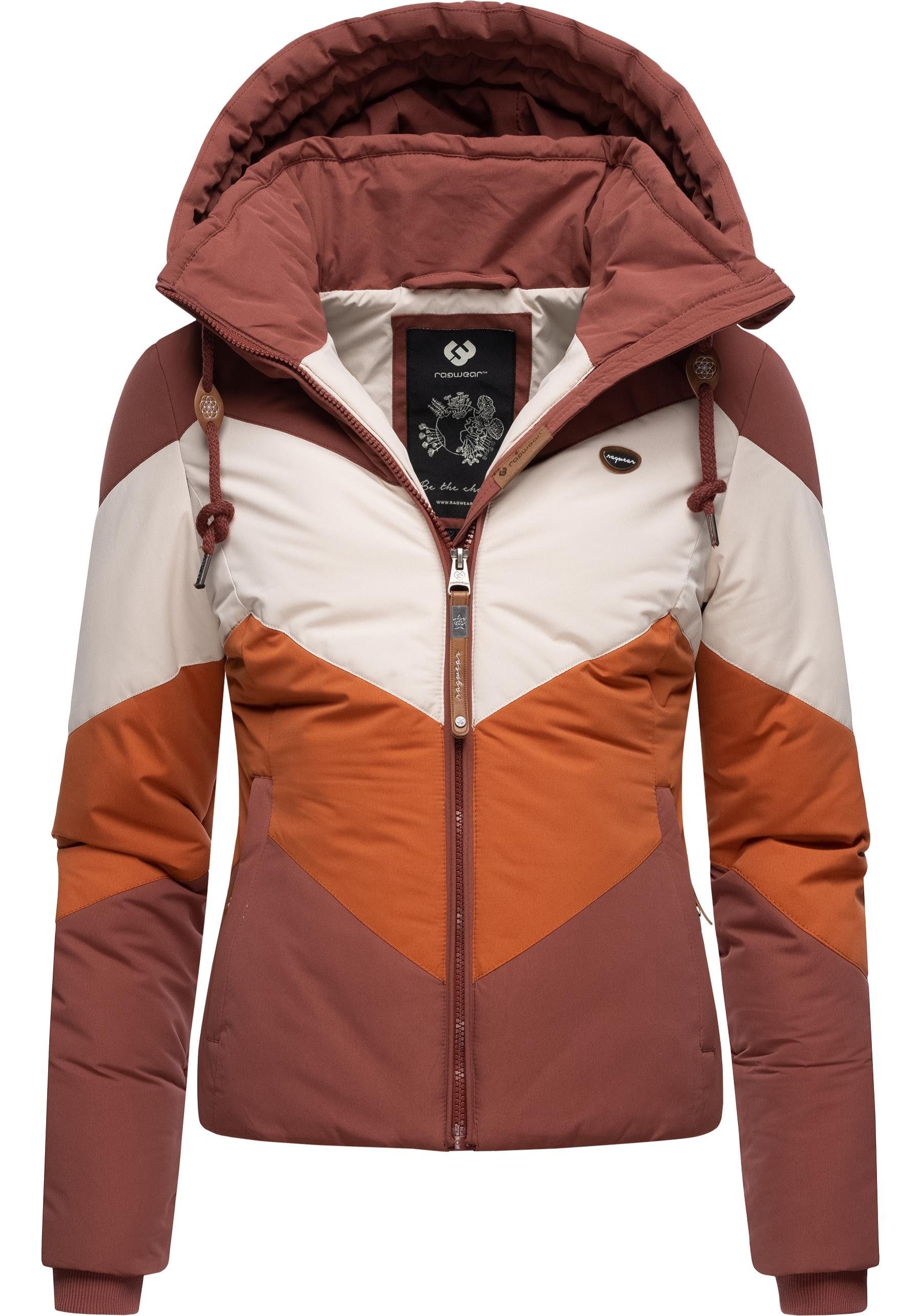 Ragwear Anorak Novva Block stylische Winterjacke mit V-Steppung und Kapuze