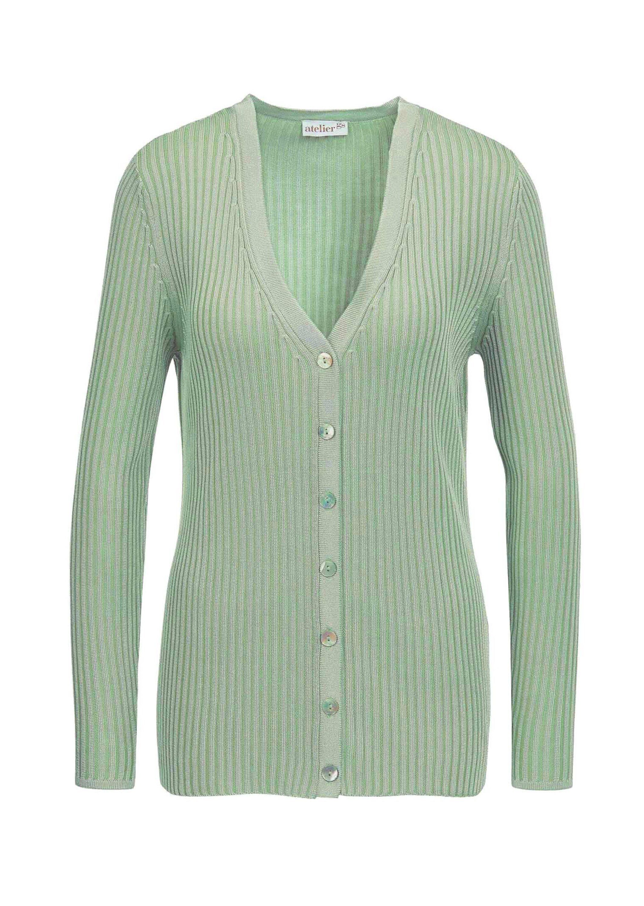 Strickjacke Rippstruktur-Cardigan mit Glanzeffekt