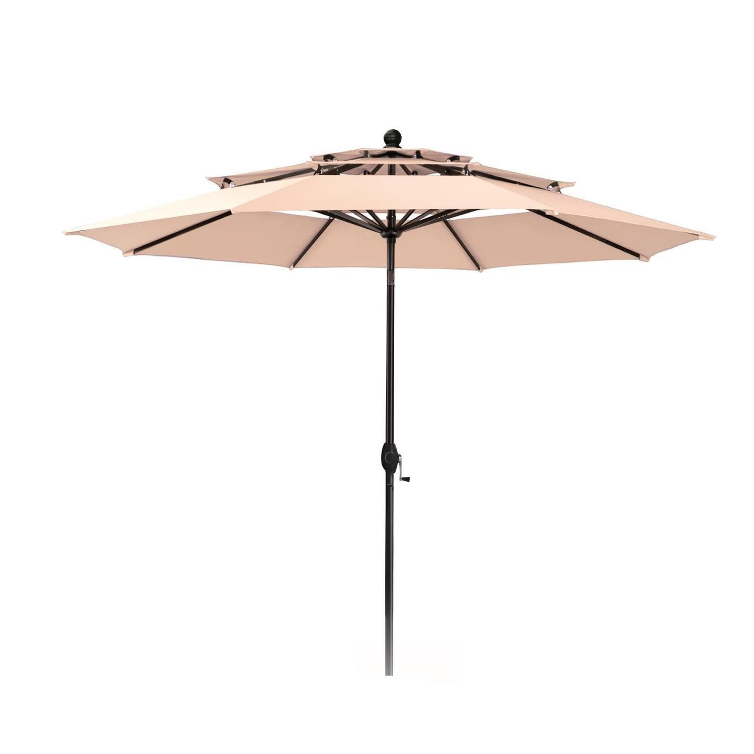 LuxusKollektion Balkonschirm Balkonschirm 300cm Beige UV-Schutz Kurbel Kippfunktion