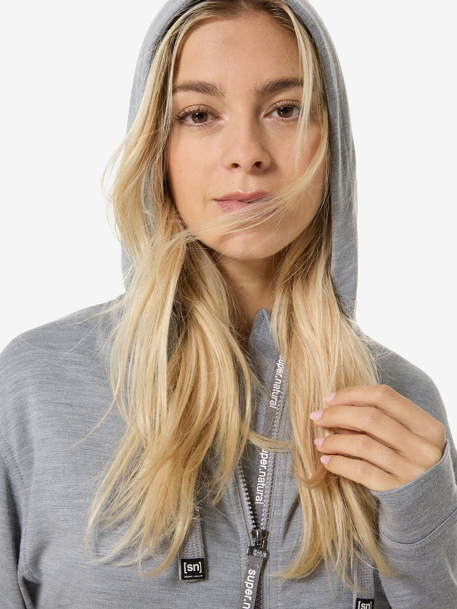 SUPER.NATURAL Hoodie für Damen, nachhaltig, Merino SOLUTION BIO pflegeleicht