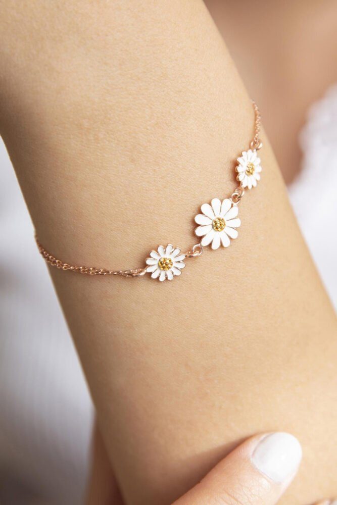 Einzelstück Ювелирные изделияset "Daisy" Halskette Ohrringe Ohrstecker Armband mit Gänseblümchen