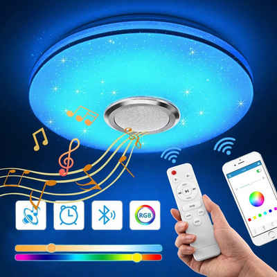 OULENBIYAR LED Deckenleuchte 36W LED Deckenleuchte RGB Dimmbar mit Bluetooth Lautsprecher, LED fest integriert, RGB, Dimmbar, mit Fernbedienung oder APP-Steuerung, für Schlafzimmer Küche Wohnzimmer