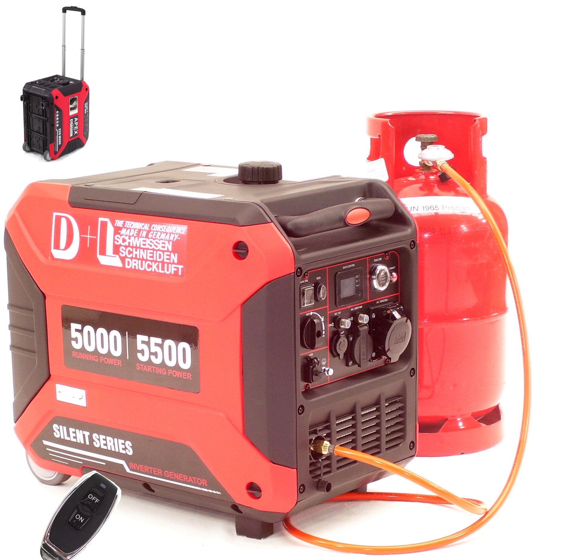 Apex Stromerzeuger Gas u. Benzin Generator Stromerzeuger 6500 E-Start 06293, (1-tlg)