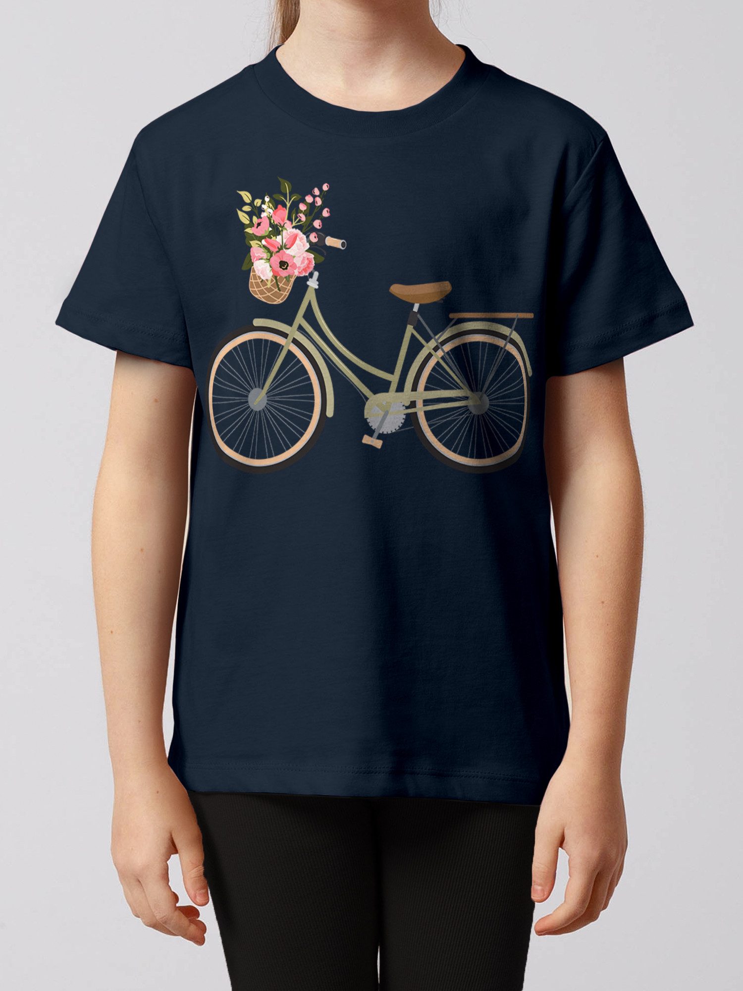 wat? Apparel T-Shirt Fahrrad mit Blumen