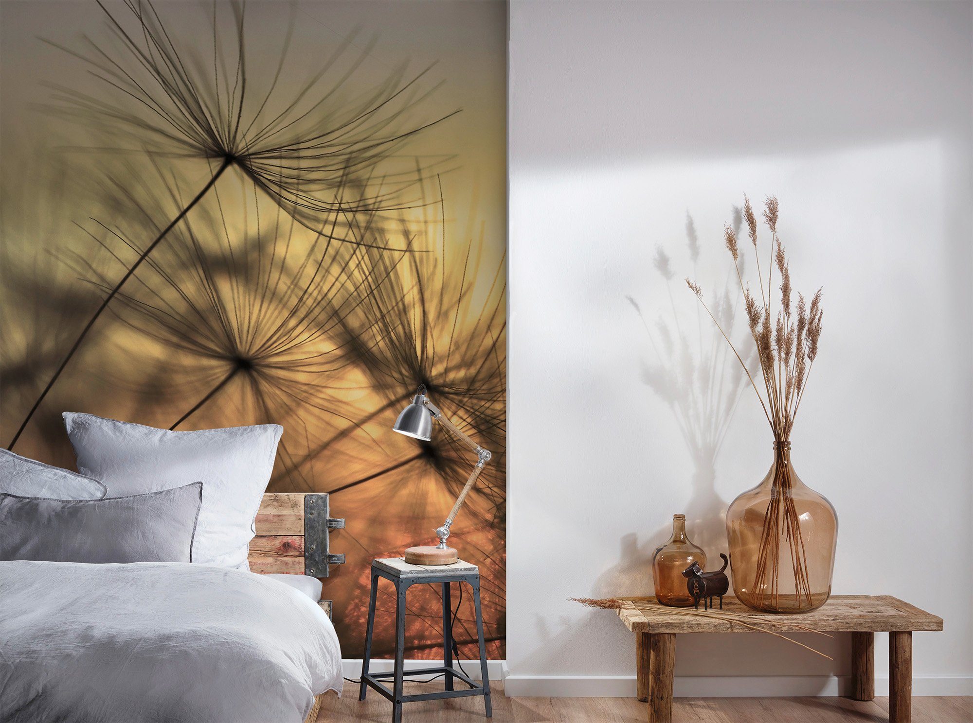 living walls Fototapete Designwalls St), Dandelion Wand, Vlies, Schräge, glatt, 2, (5 Flying Decke