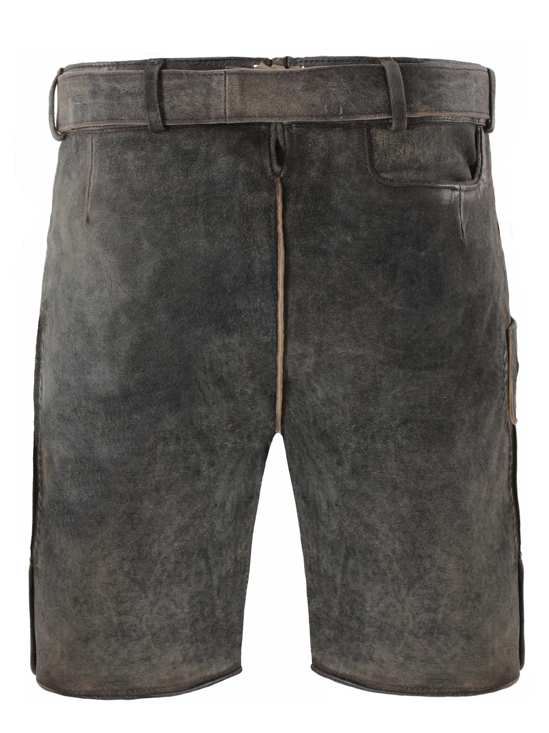 FUCHS Trachtenlederhose Trachtenlederhose Herren kurz Braun Echtleder Antik Tracht (1-tlg)