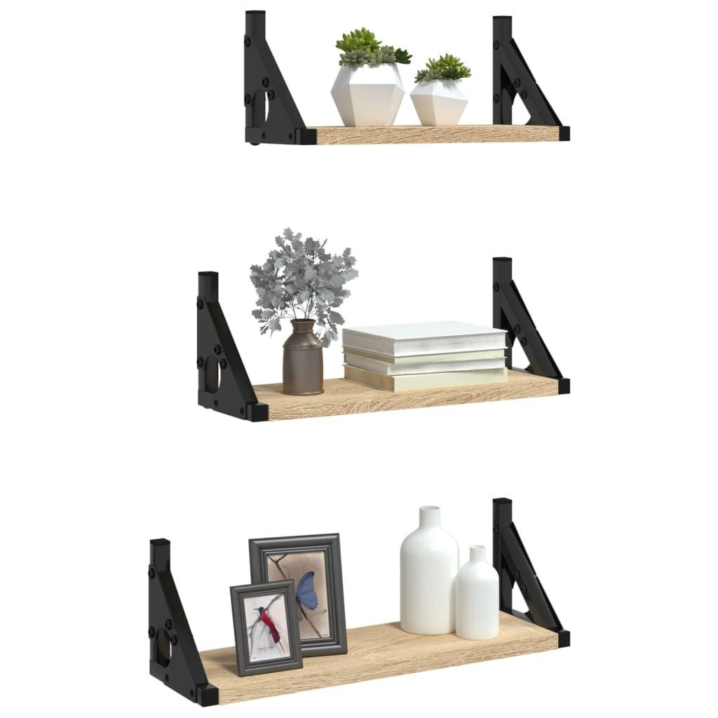 vidaXL Regal 3-tlg. Wandregal-Set Sonoma-Eiche Holzwerkstoff, günstig online kaufen
