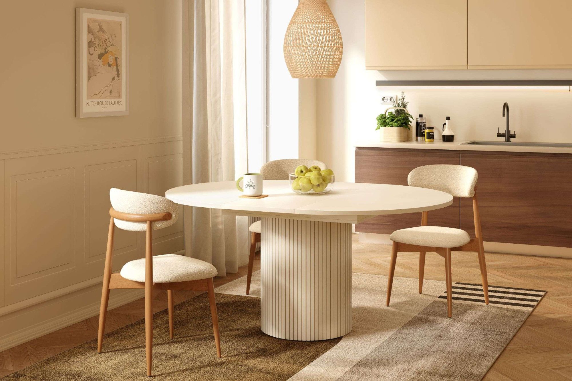 Woodman Esstisch Toscana, Breite 120 cm, melaminbeschichtet, mit Verlängerungsplatten, FSC®