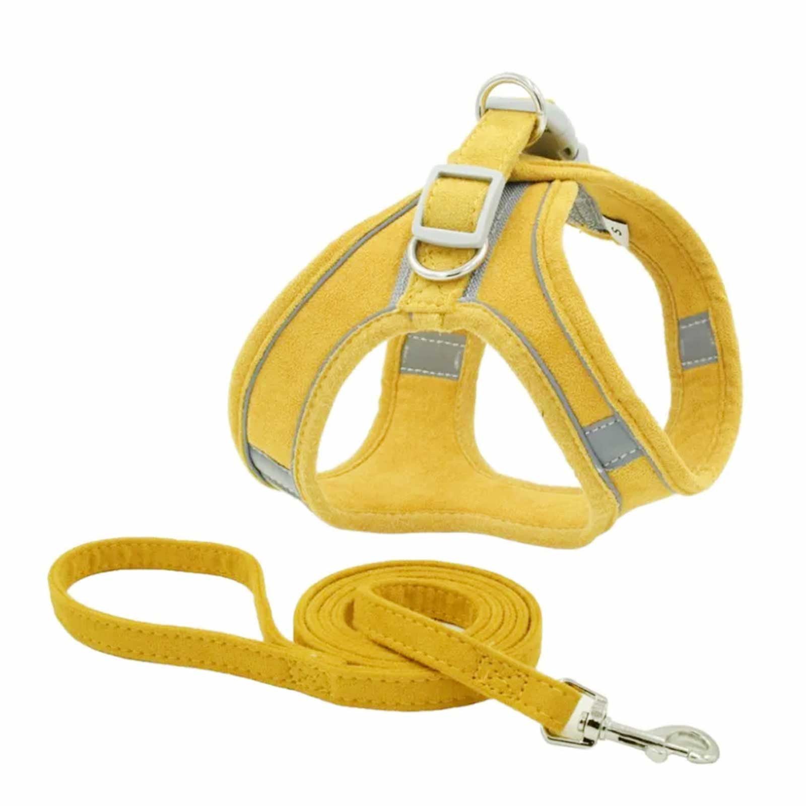 Monkimau Hunde-Geschirr Hunde Geschirr Set mit Leine - XL in gelb
