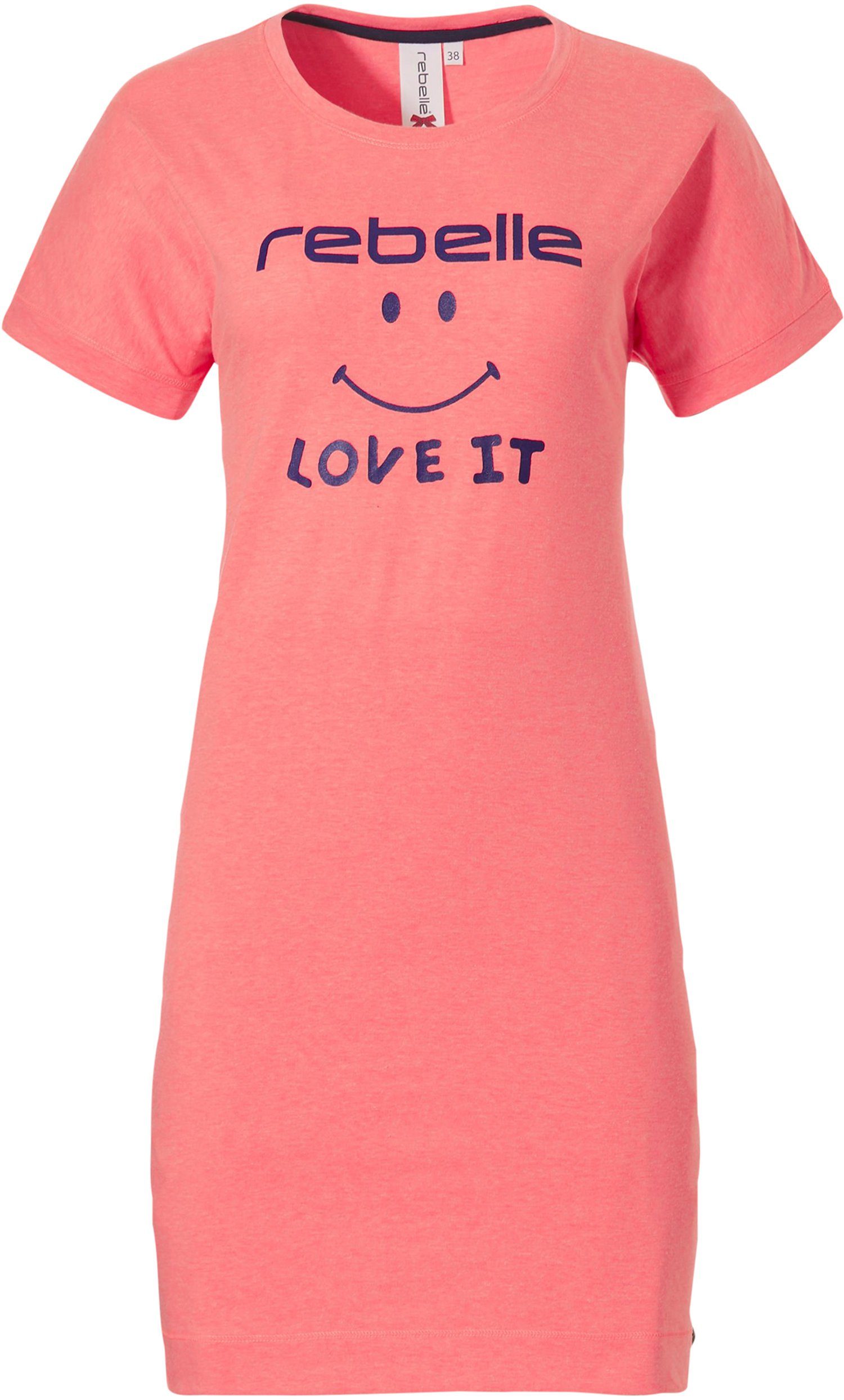Rebelle Nachthemd Damen Schlafshirt mit kurzem Arm (1-tlg) Baumwolle
