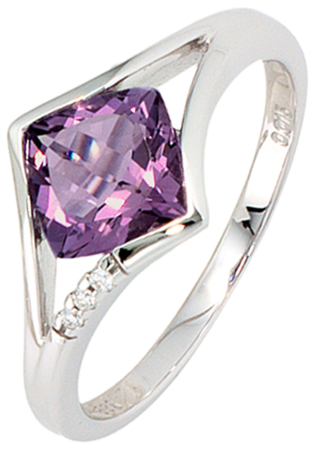 JOBO Diamantring, 585 Weißgold mit Amet... JOBO Diamantring, 585 Weißgold mit Amet...