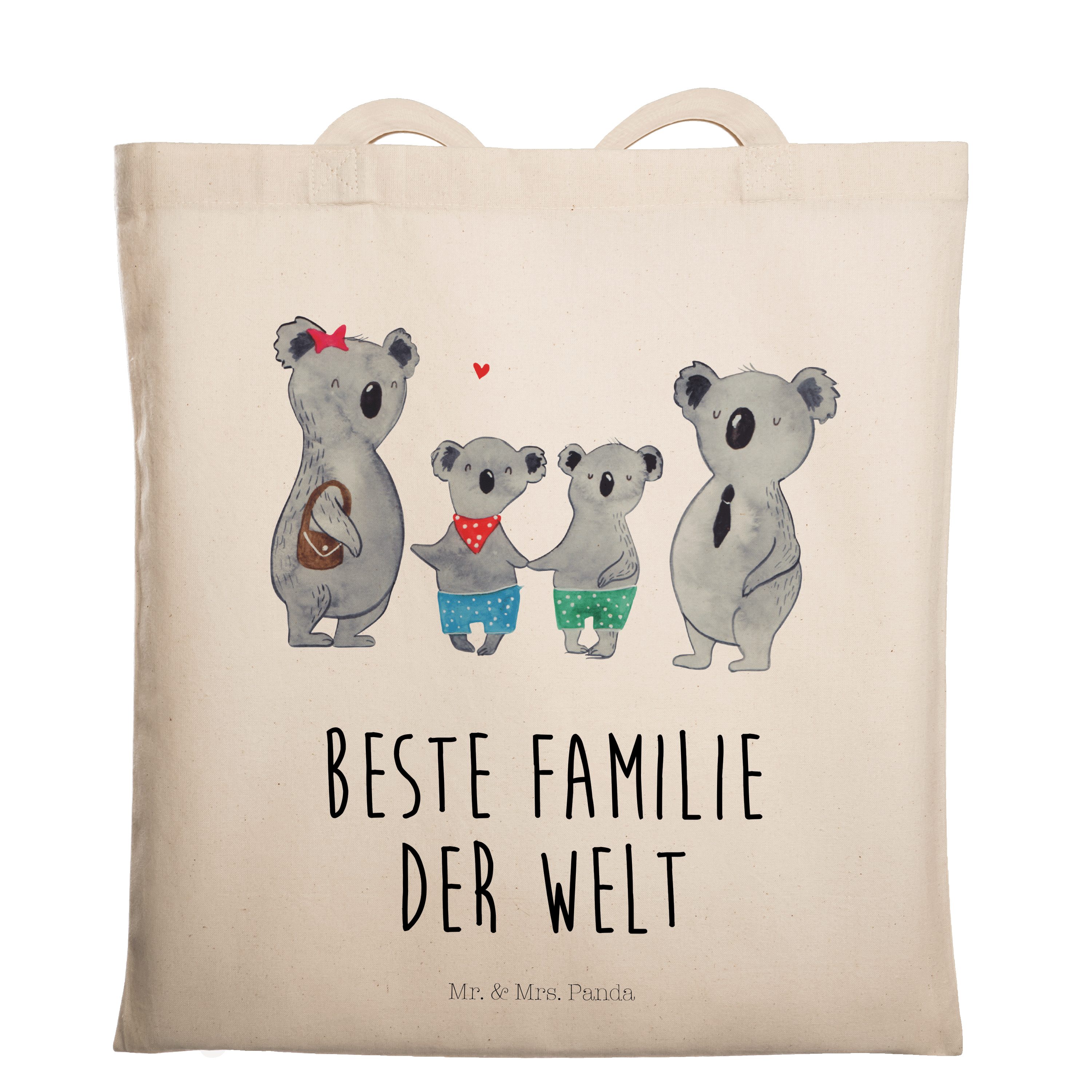 Mr. & Mrs. Panda Tragetasche Koala Familie zwei - Transparent - Geschenk, zusammen, Papa, Oma, Beu (1-tlg)