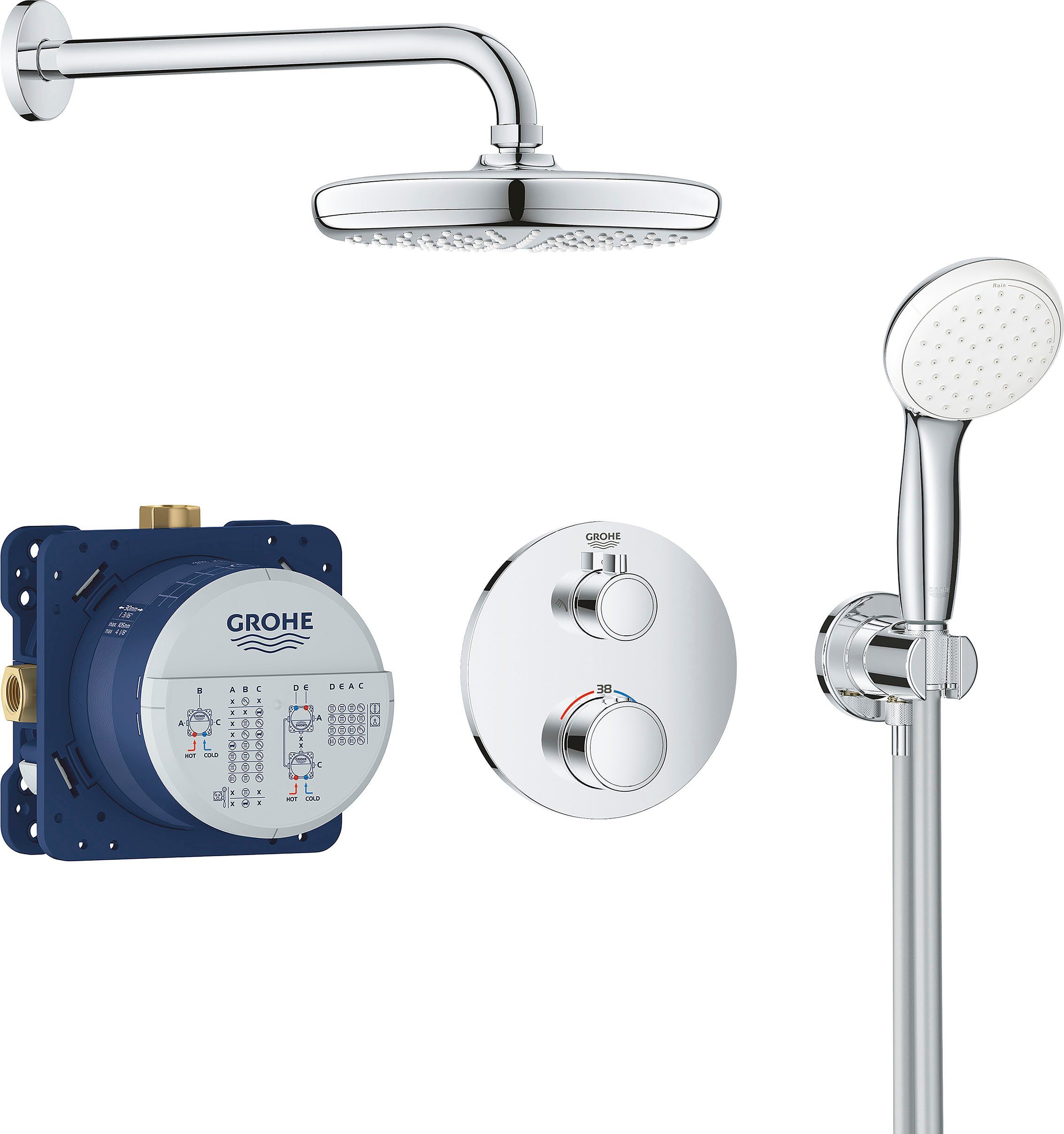 Grohe Duschsystem Grohtherm, 1 Strahlart(en), Packung, mit Wassersparfunktion | Brausegarnituren