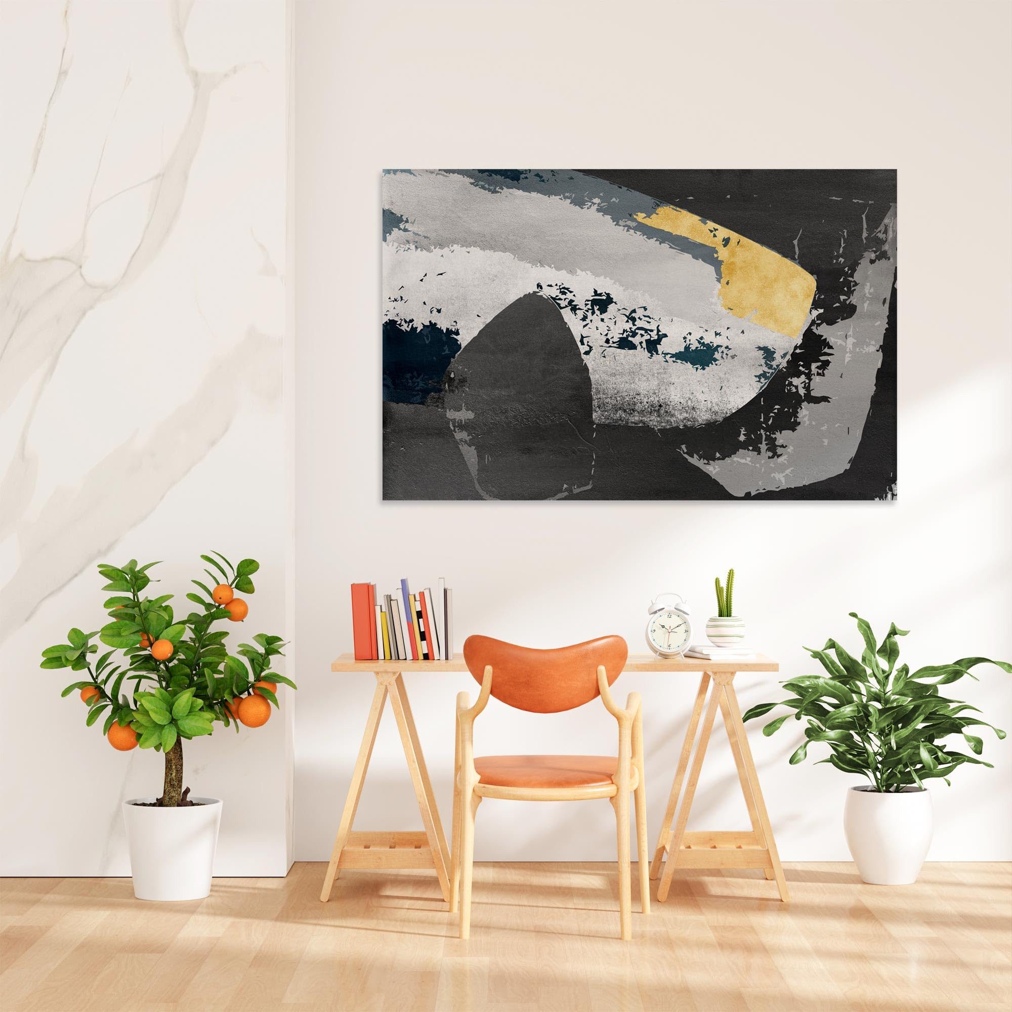 framed concept Leinwandbild Akustikbild auf Leinwand (Canvas) HD-Eco-Solvent-Druck, (Schallabsorbierend Holzrahmen 60×40 cm 90×60 cm 120×80 cm), Geräuschdämmendes Bild für Büro, Wohnzimmer & Konferenzraum