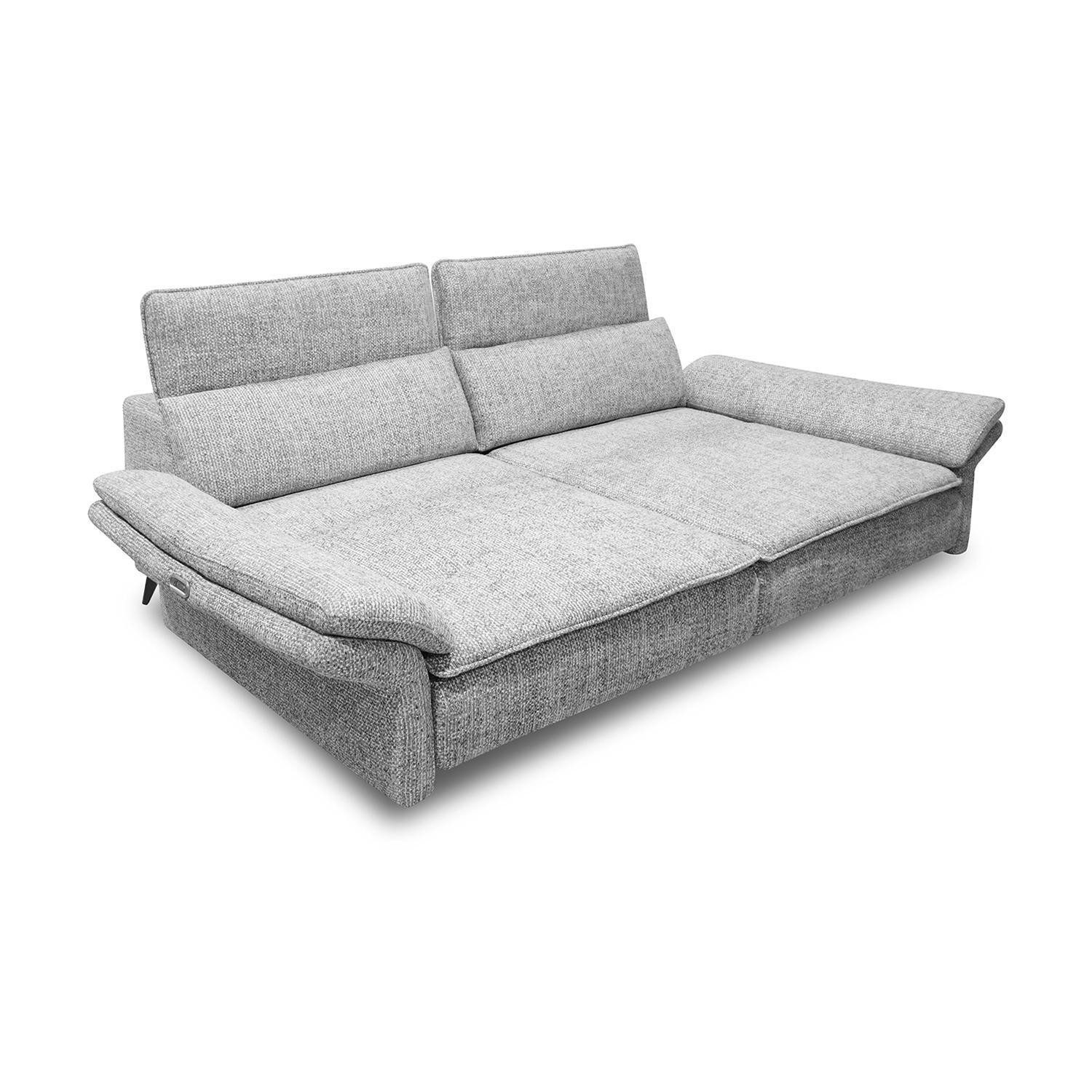 Big-Sofa ROSITA, Grau, Webstoff, elektr. Sitzvorzüge, USB-Anschlüsse, B 260 x H 80 x T 110 cm