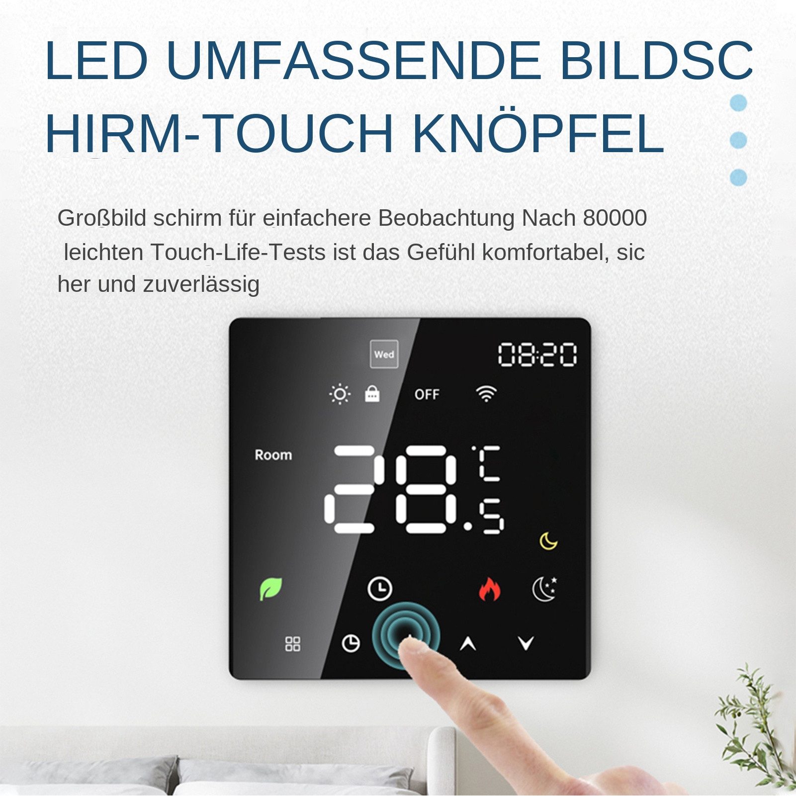 GARRYFIZH Raumthermostat Raumthermostat Raumtemperaturregler Raumthermostat Digital, (Set), Programmierbare Funktionen Temperaturregelung LCD-Display