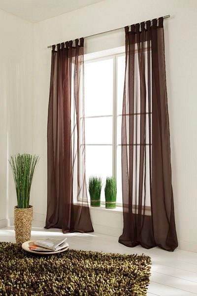 cm halbtransparent, Wohnzimmer, Schlaufenschal Sevilla, Gardine transparent für Voile, ELBERSDRUCKE, St), mit (1 Schlaufen Kräuselband nugat 300x140