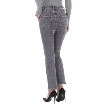 Ital-Design Bootcut-Jeans Damen Freizeit Used-Look Stretch Bootcut Jeans in Grau