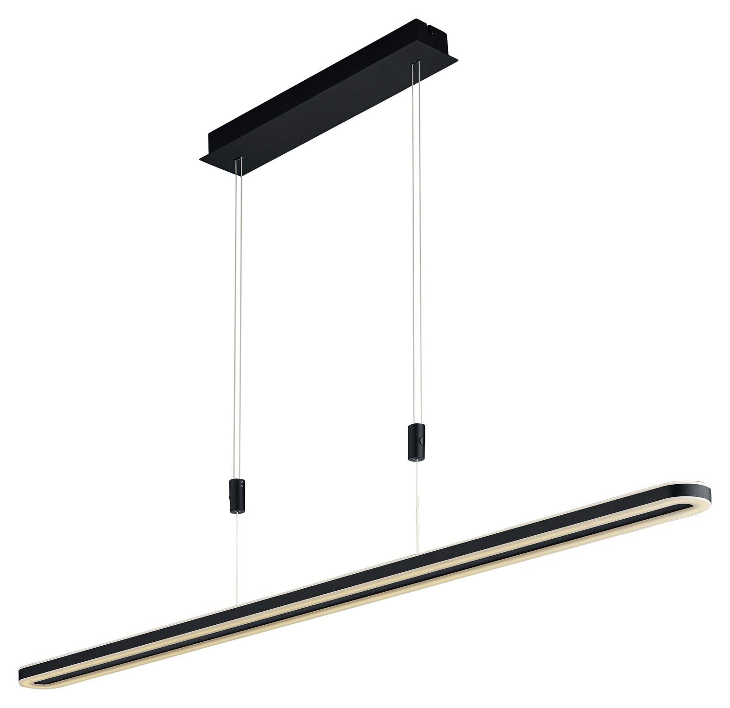 B-LEUCHTEN LED Pendelleuchte CHARLI, 1-flammig, Schwarz, Metall, Touchsensor, Dimmfunktion, Höhenverstellbar, LED fest integriert, Warmweiß, B 126 x H 150 cm
